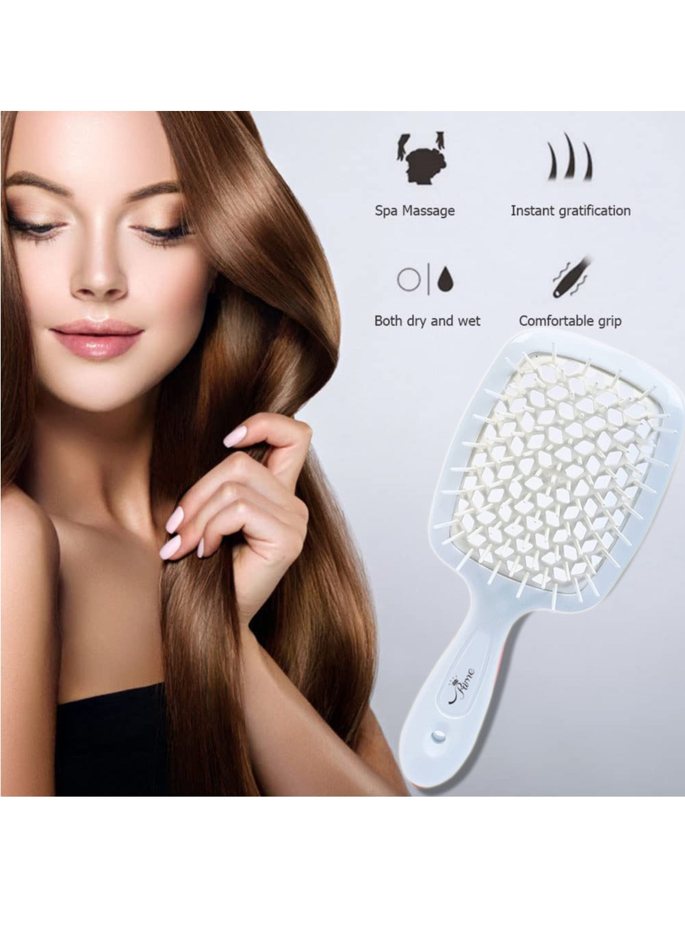 Hair Brush Professional Detangler Superbrush for Men and Women - White