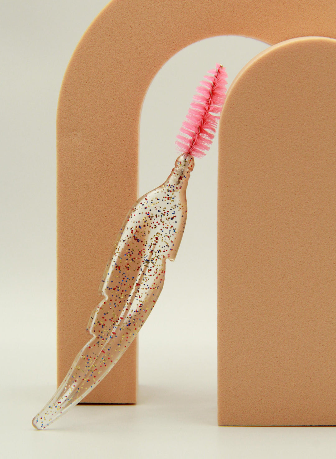 Feather Shape Crystal Shining Eyelash and Eyebrow Brush- Pink