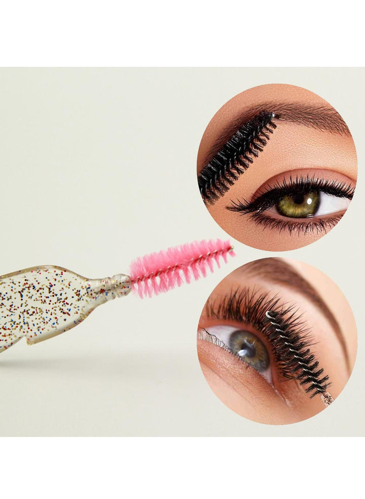 Feather Shape Crystal Shining Eyelash and Eyebrow Brush- Pink