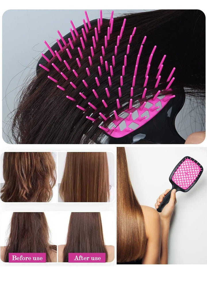 Hair Brush Professional Detangler Superbrush for Men and Women - Black Pink