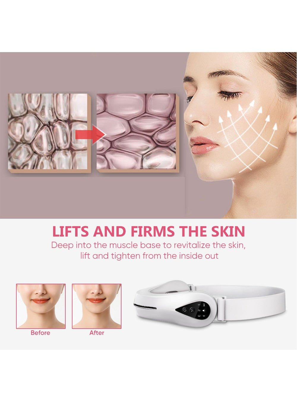 V-Shape Belt Patch Adjustable Facial Firming Massager