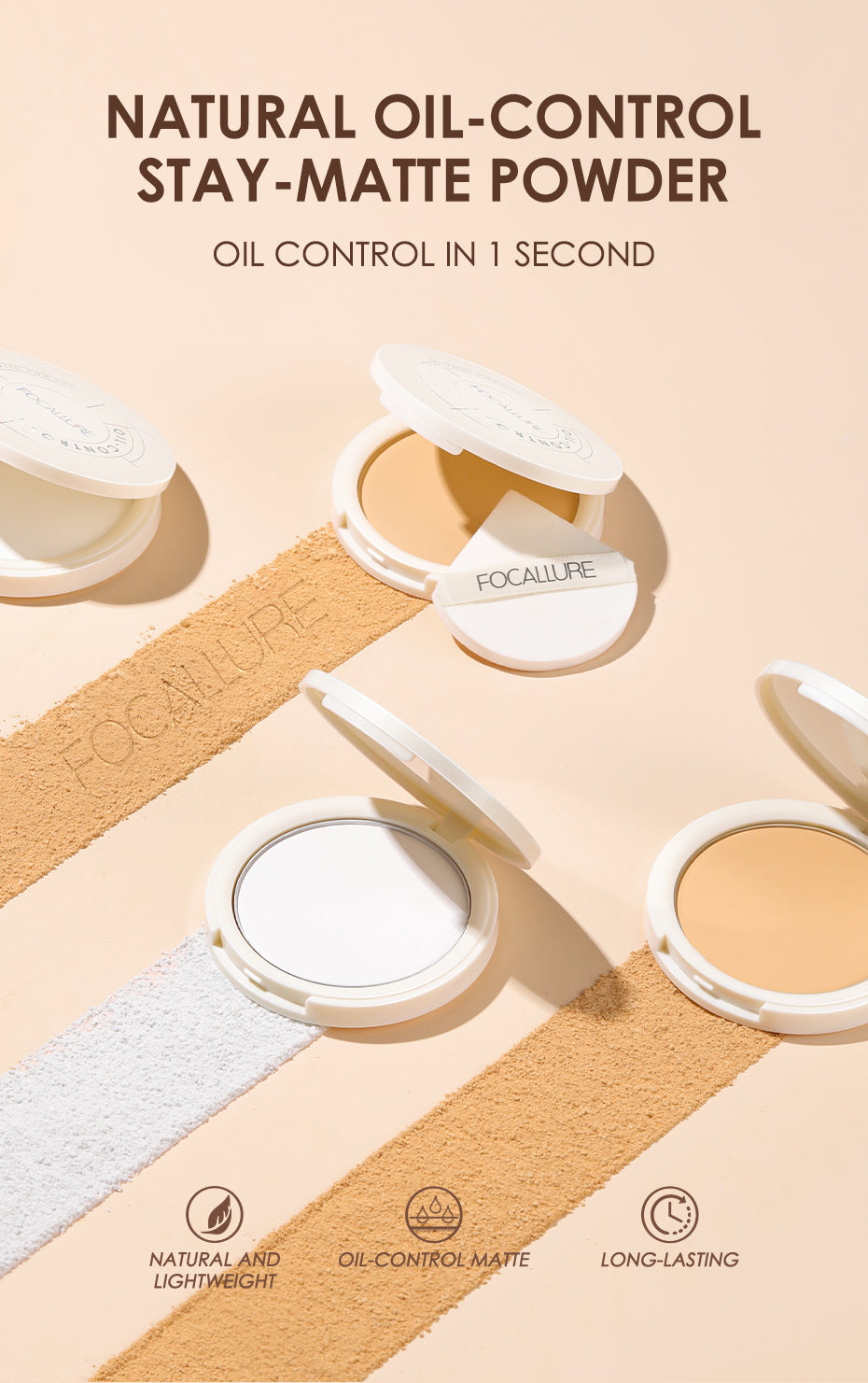 Focallure Oil-Control Pressed Powder #001