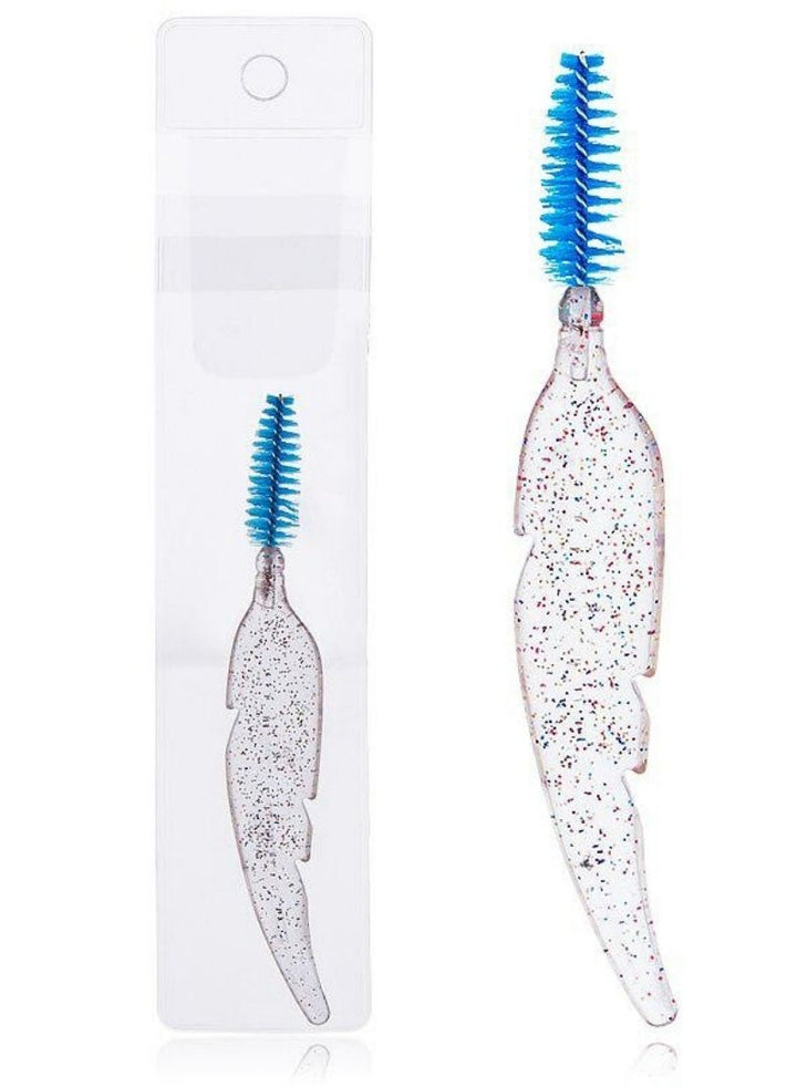 Feather Shape Crystal Shining Eyelash and Eyebrow Brush- Blue