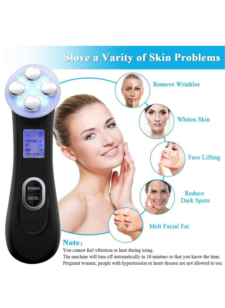 Ultrasonic Shovel Face + Black Head Remover + RF LED Therapy + Nano Facial Ionic Steamer 4 in 1 Bundle