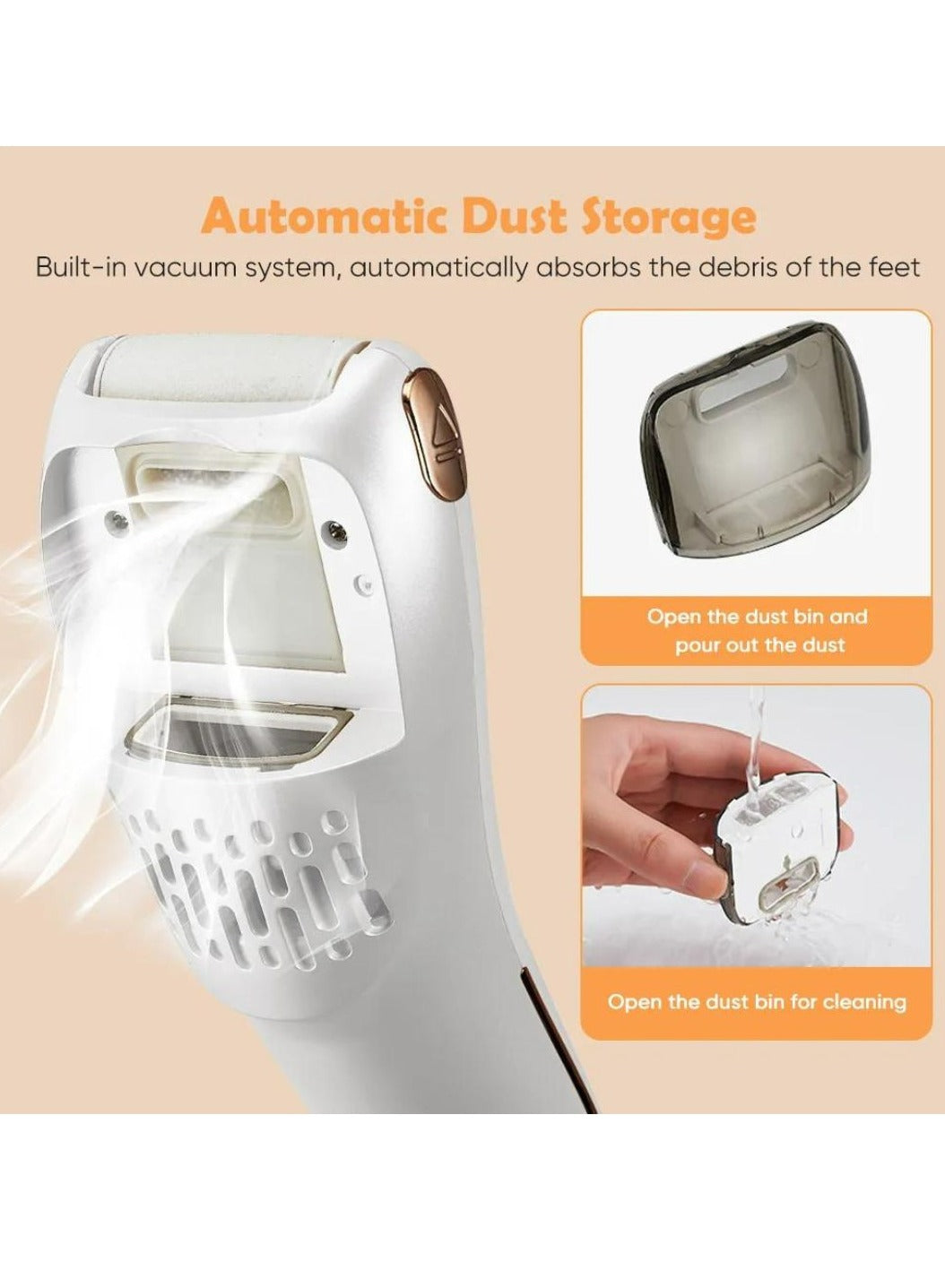 Electric Callus Remover Rechargeable with 3 Grinding Rollers