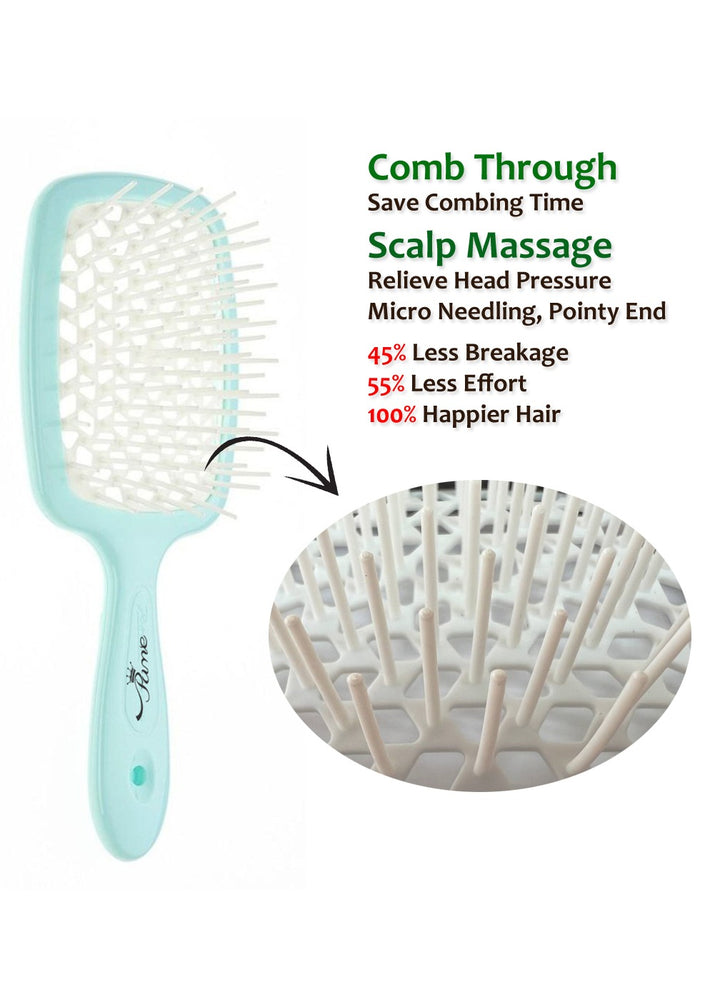 Hair Brush Professional Detangler Superbrush for Men and Women - White Green