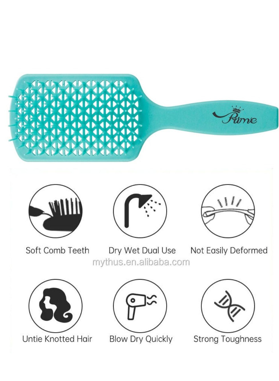 Wet Curly Detangling Hair Scalp Massage Comb- Green