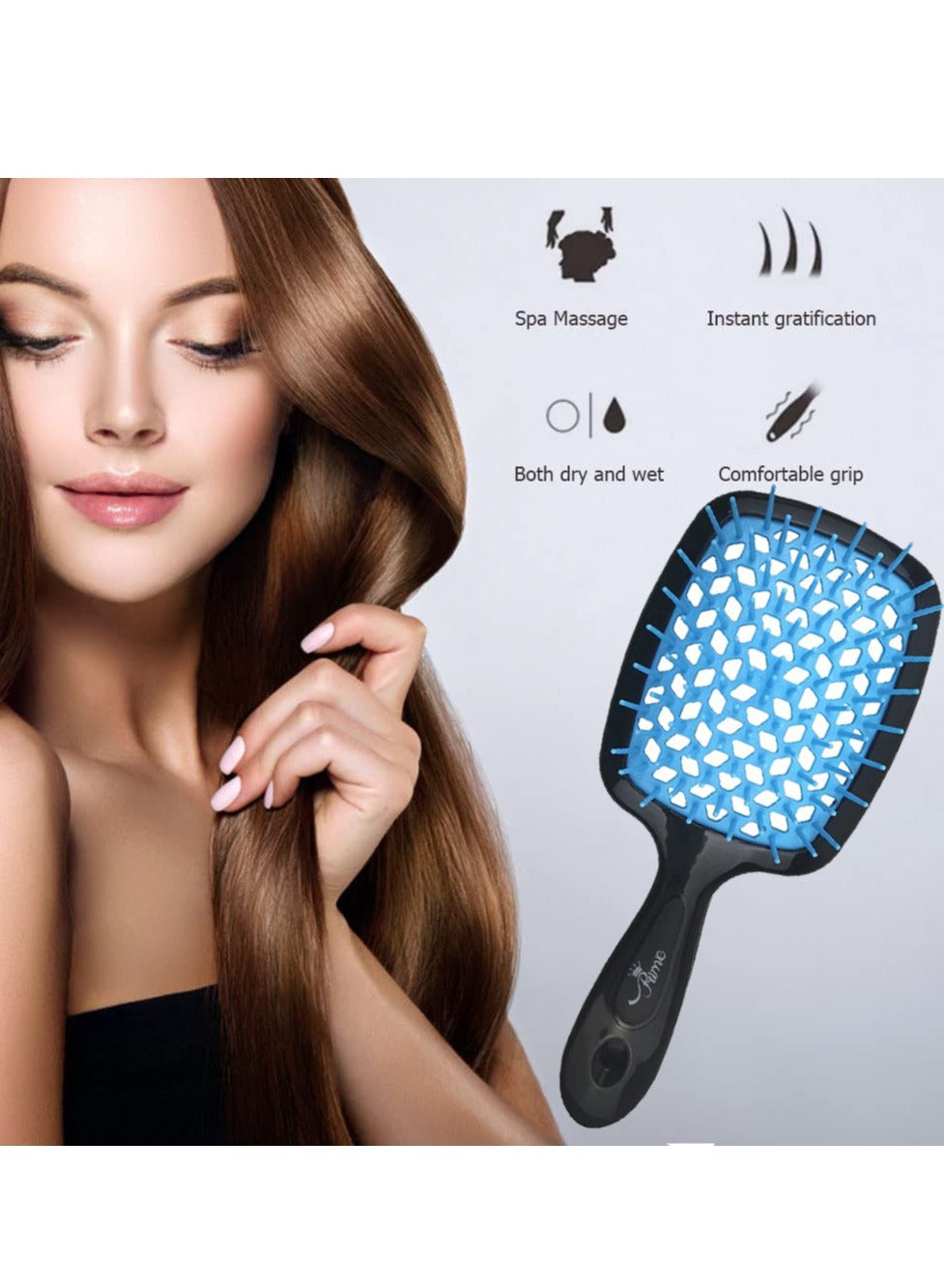 Hair Brush Professional Detangler Superbrush for Men and Women - Black Blue