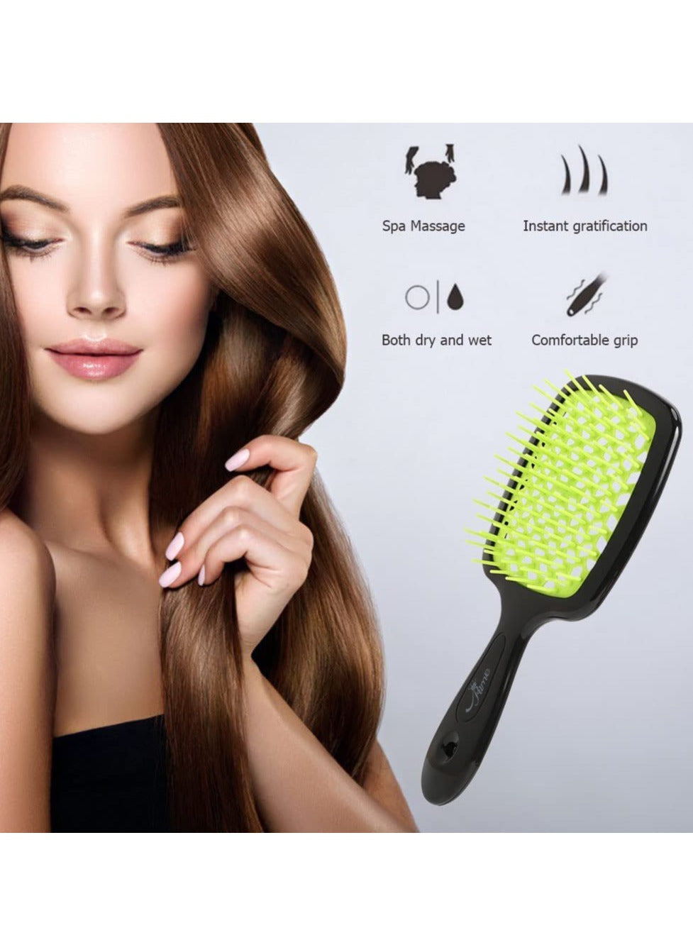 Hair Brush Professional Detangler Superbrush for Men and Women - Black Green