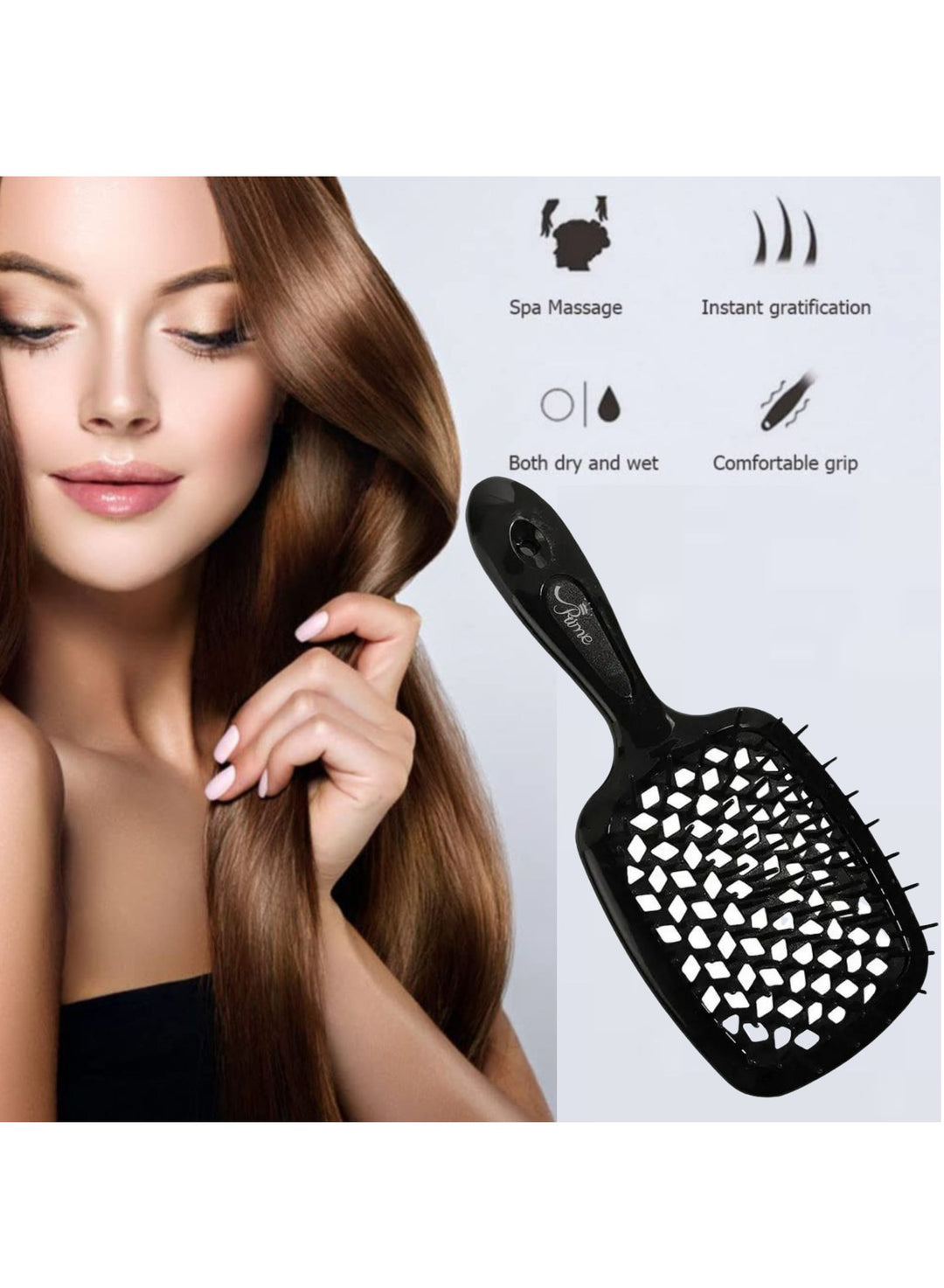 Hair Brush Professional Detangler Superbrush for Men and Women - Black