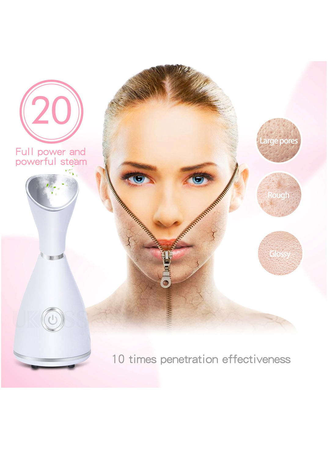 Ultrasonic Shovel Face + Black Head Remover + RF LED Therapy + Nano Facial Ionic Steamer 4 in 1 Bundle