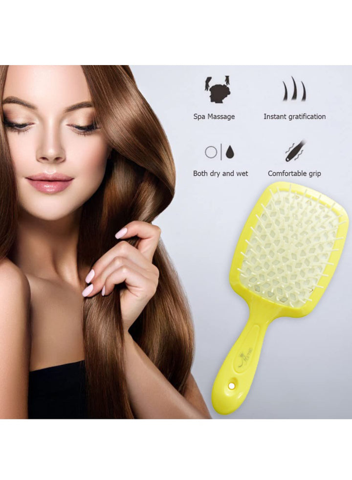 Hair Brush Professional Detangler Superbrush for Men and Women - White Yellow