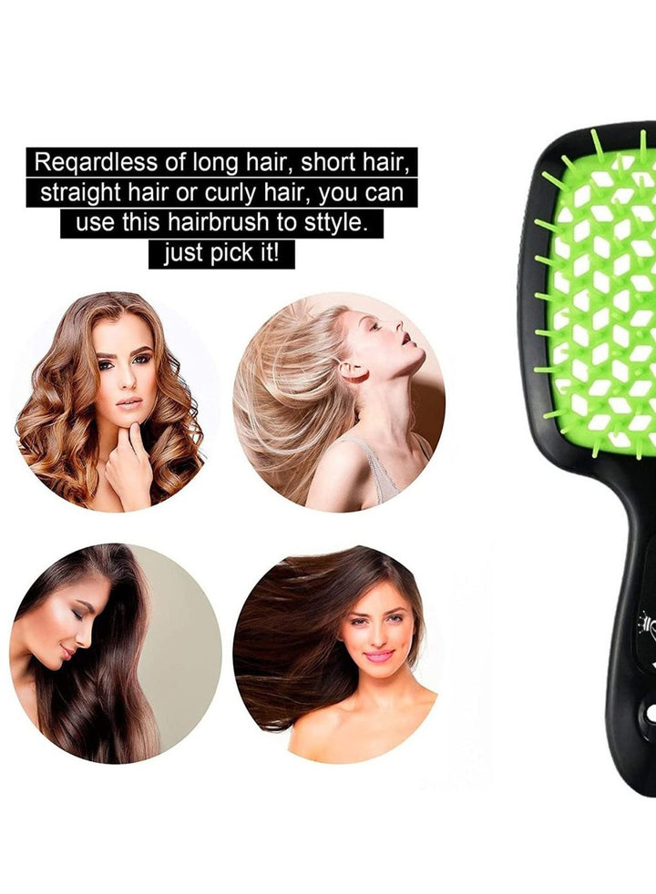 Hair Brush Professional Detangler Superbrush for Men and Women - Black Green