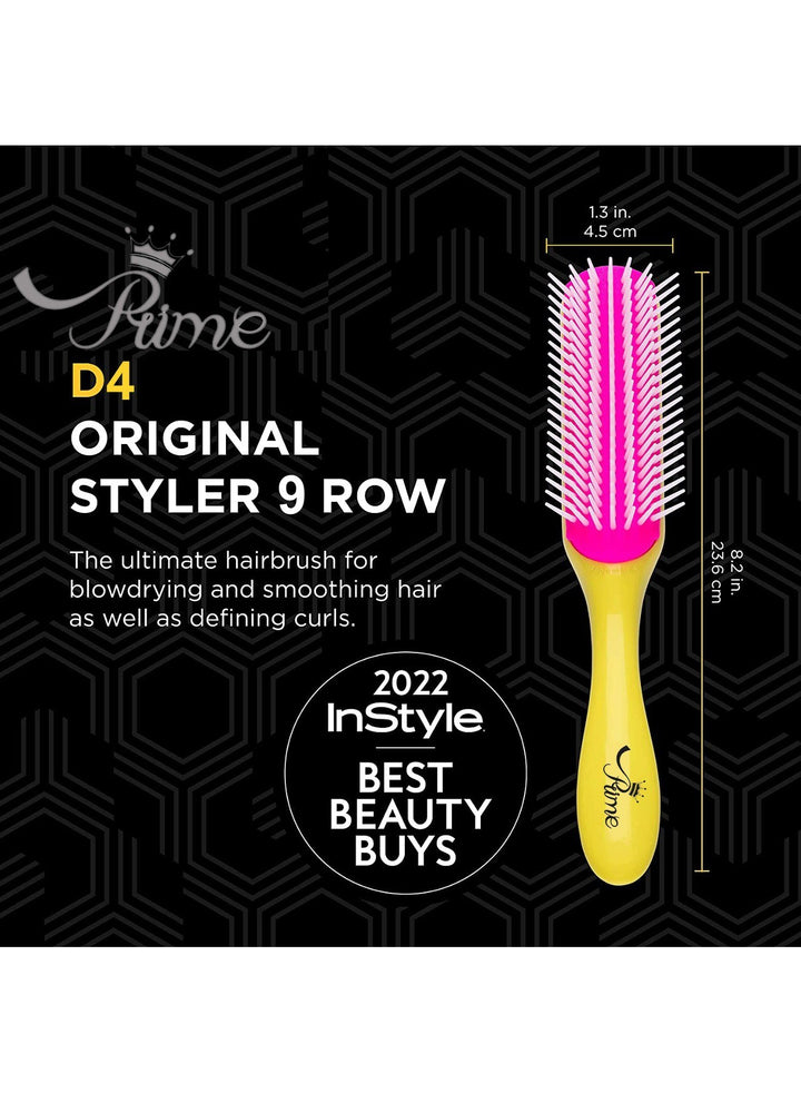 Detangling  Styling Curling Round Hair Brush - Yellow Red