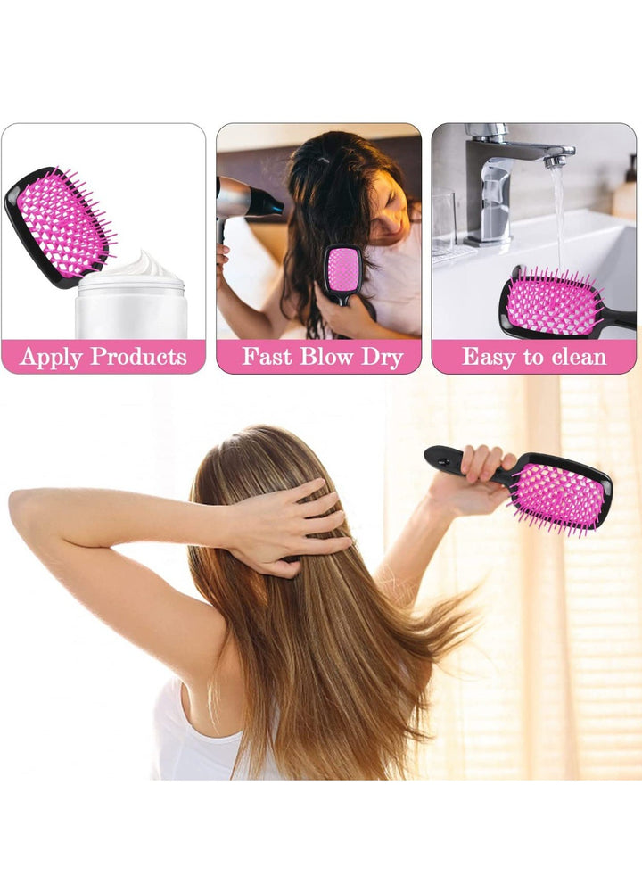 Hair Brush Professional Detangler Superbrush for Men and Women - Black Pink