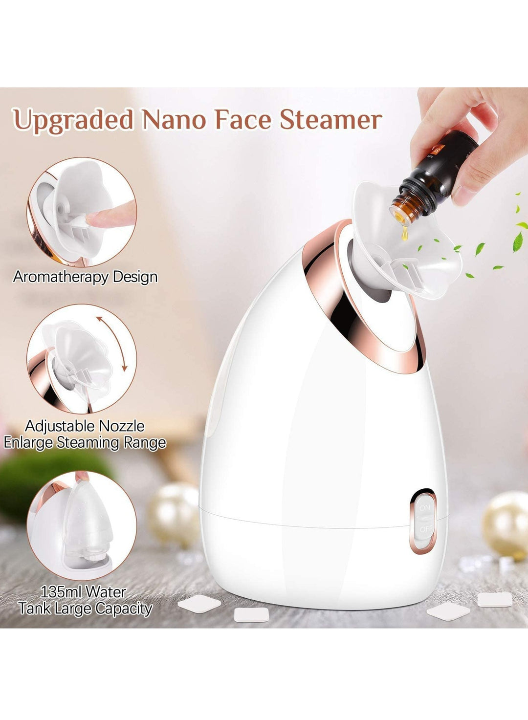 Set of Nano Ionic Facial Steamer + Massaging Facial Cleaner With 2 Heads