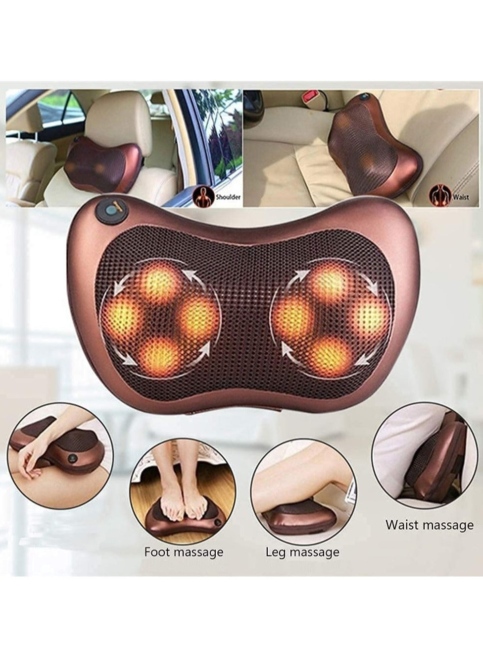 Electric Scalp Massager with 4 Heads + Massage Pillow with 8 Heads + EMS Foot Massager