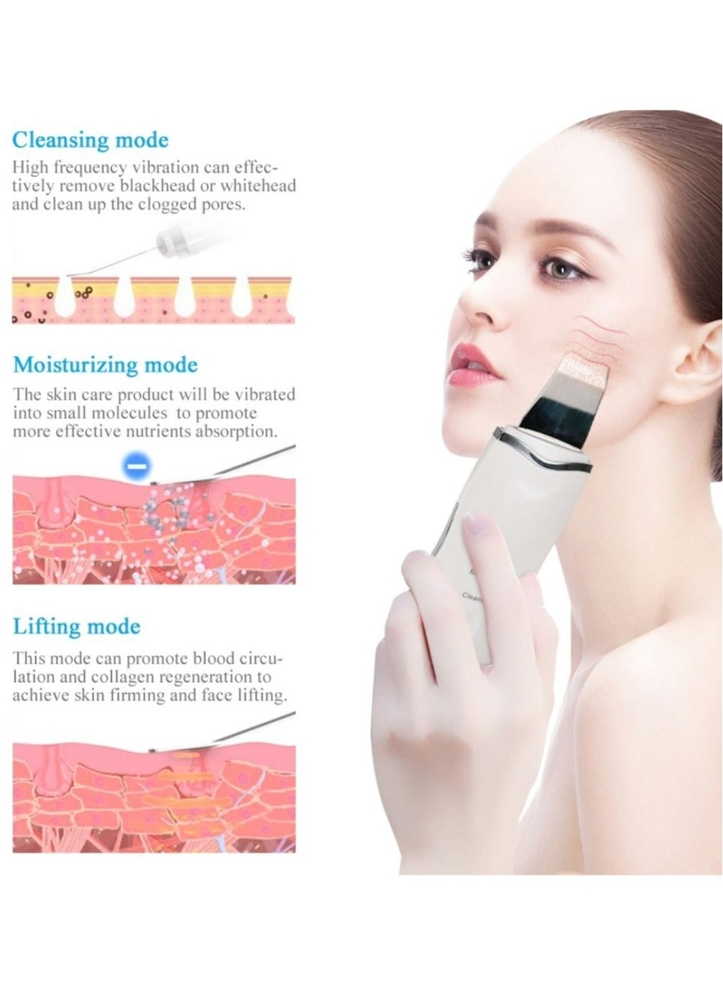 Ultrasonic Shovel Face + Black Head Remover + RF LED Therapy + Nano Facial Ionic Steamer 4 in 1 Bundle