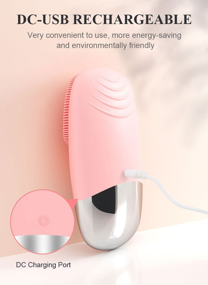 Facial Cleansing Brush 3-in-1 Electric Silicone Face Scrubber Blue