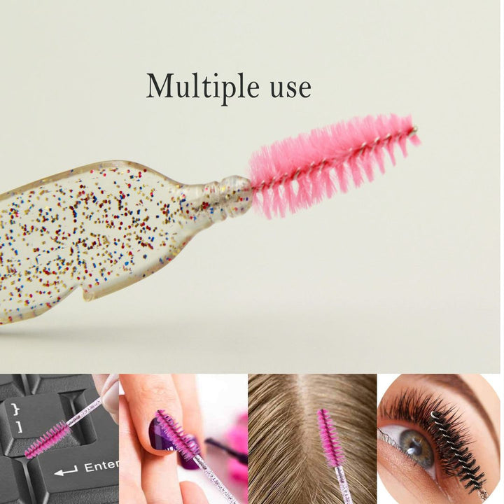 Feather Shape Crystal Shining Eyelash and Eyebrow Brush- Pink