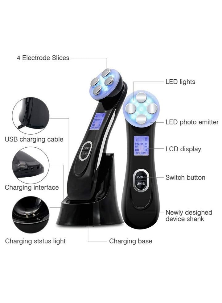 Deep Facial Clean Machine + EMS Slimming LED Therapy Facial Massager + 5 in 1 Face Lift Device + Face Nano Mist Spray