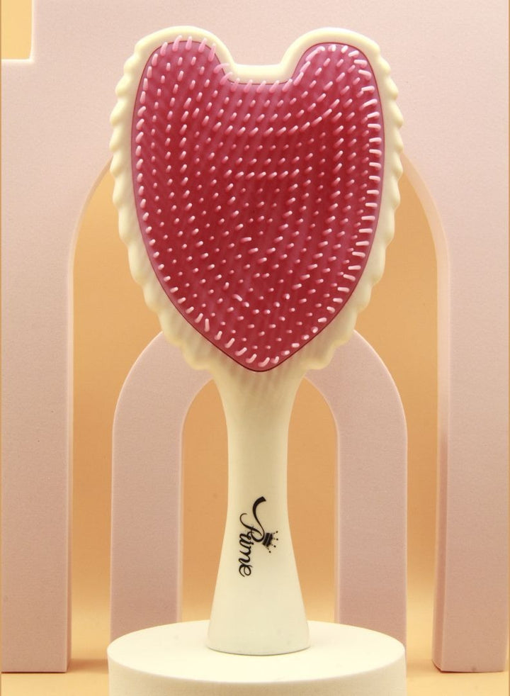 Prime Wet Tangle Detangler Hairbrush comb -Gloss White Pink Bristles