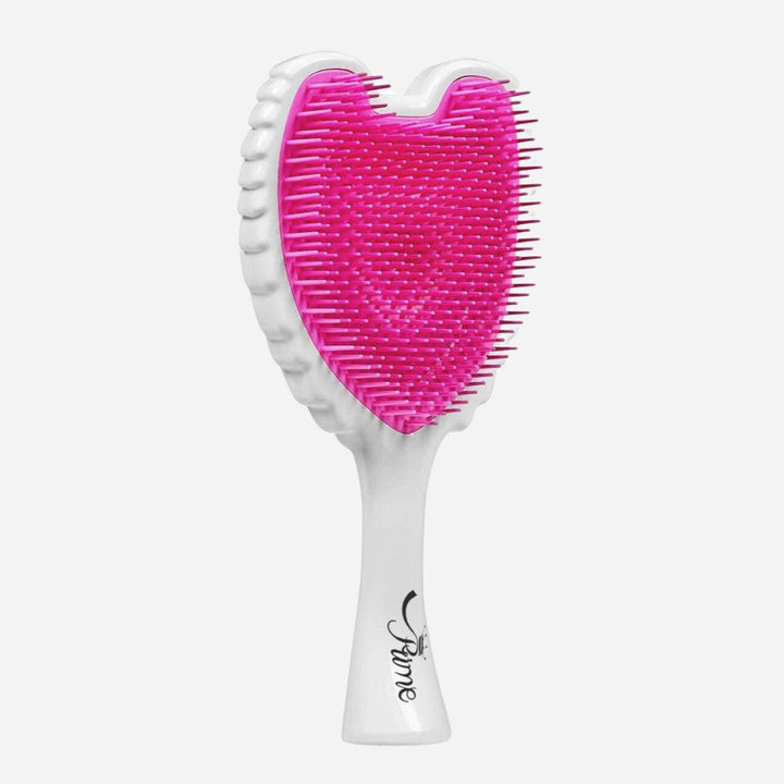 Prime Wet Tangle Detangler Hairbrush comb -Gloss White Pink Bristles