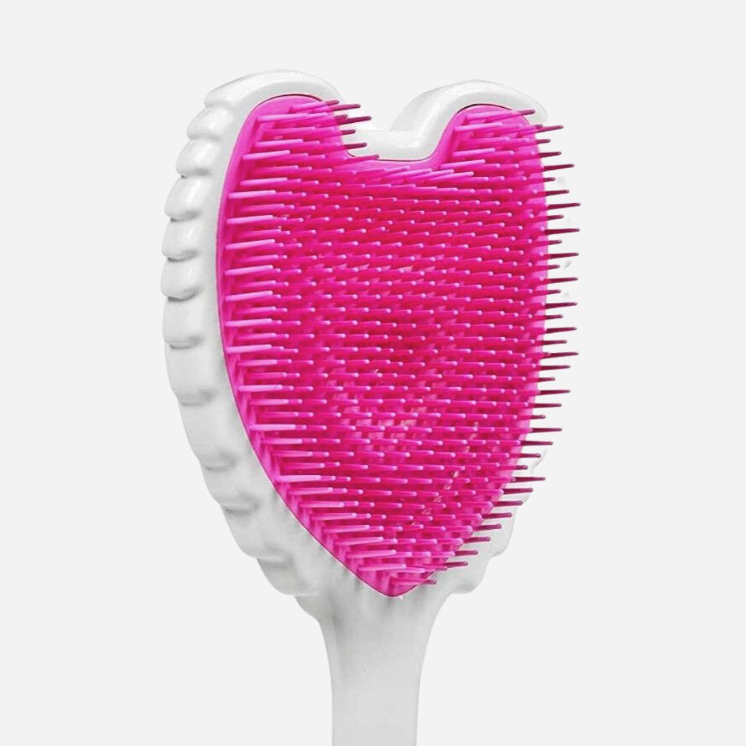 Prime Wet Tangle Detangler Hairbrush comb -Gloss White Pink Bristles