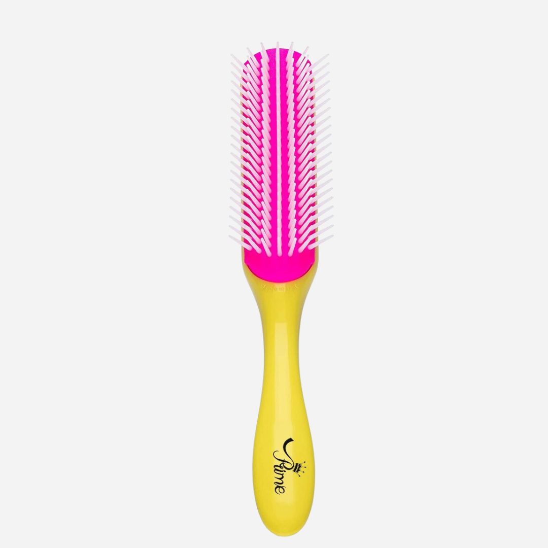 Detangling  Styling Curling Round Hair Brush - Yellow Red