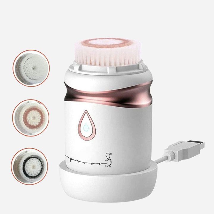 Wireless Charging Ultrasonic Facial Cleansing Brush With 3 Brush Heads