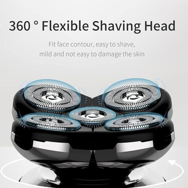 Electric Head Shaver Wet and Dry Cordless Rotary Shaver for Men