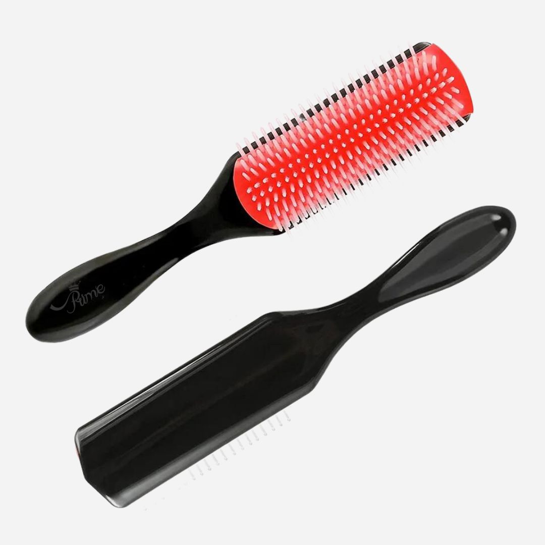 Detangling  Styling Curling Round Hair Brush - Black Red