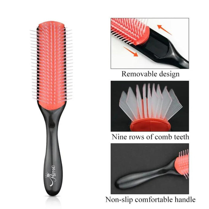 Detangling  Styling Curling Round Hair Brush - Black Red