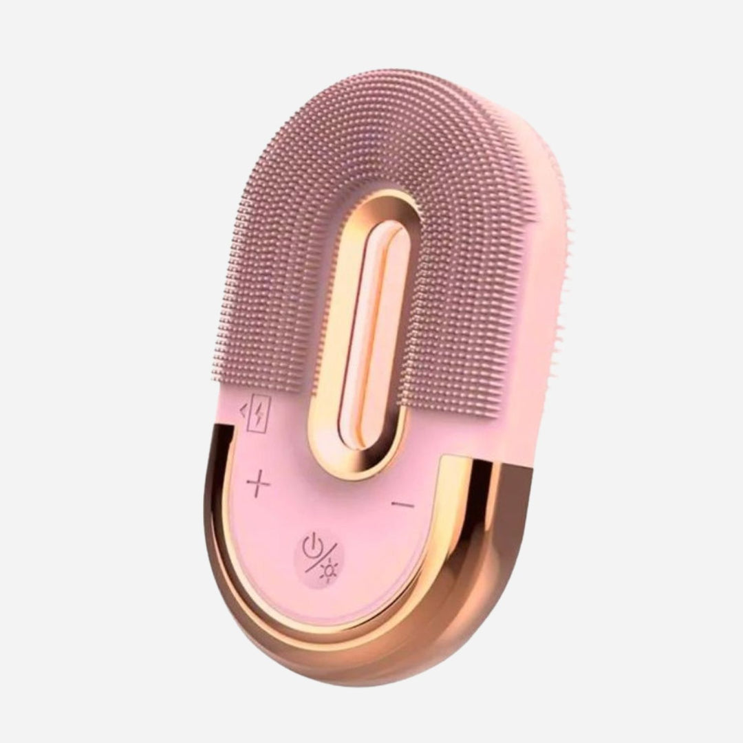 Mini Waterproof Sonic Facial Cleansing Brush with LED - Silicone & Rechargeable