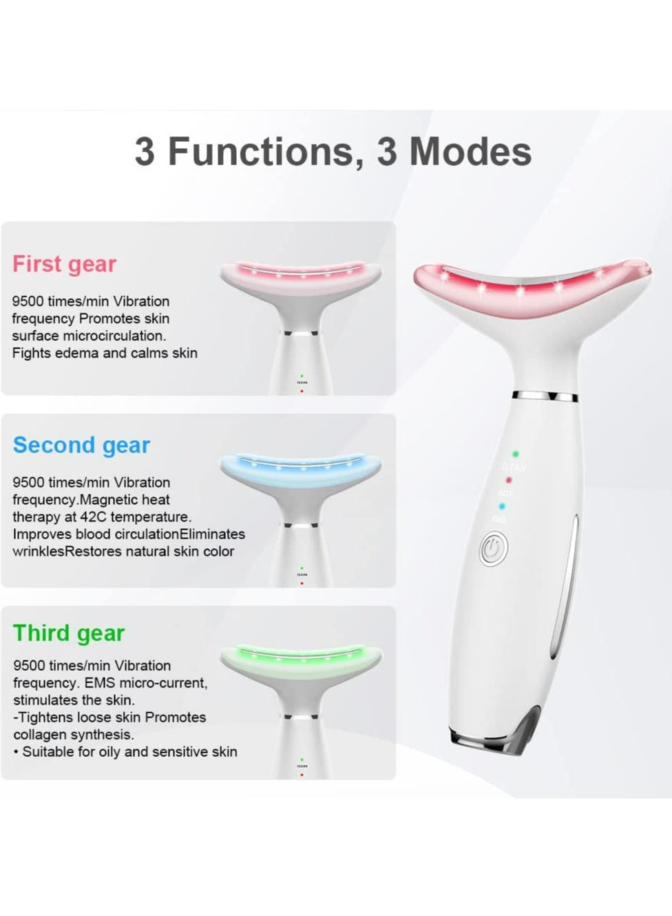 Beauty Machine Neck Firming Massager + Skin Scrubber Black Head Remover with 4 Modes