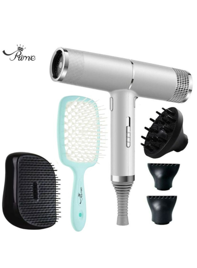 Professional Salon Portable Blow Dryer Plus Professional Detangler Superbrush and Portable Pocket Comb