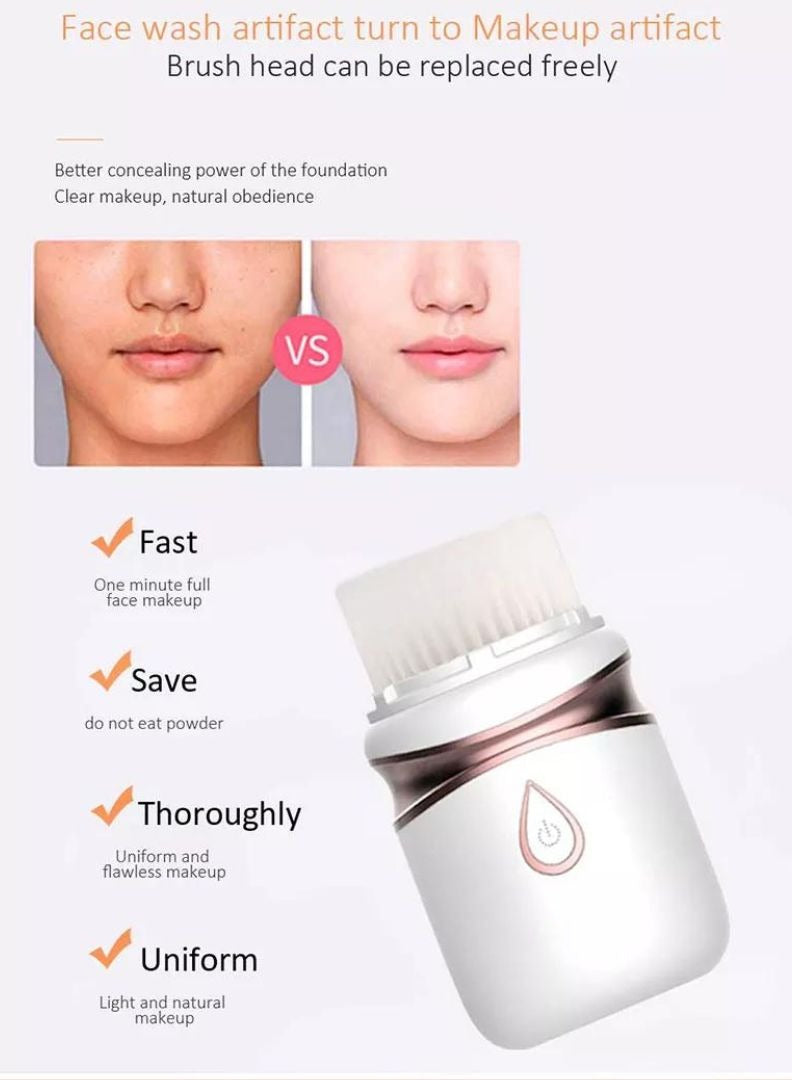 Wireless Charging Ultrasonic Facial Cleansing Brush With 3 Brush Heads