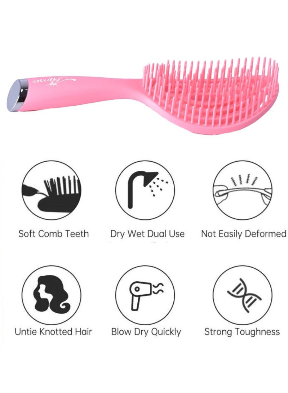 Wet Curly Detangling Hairbrush- Pink