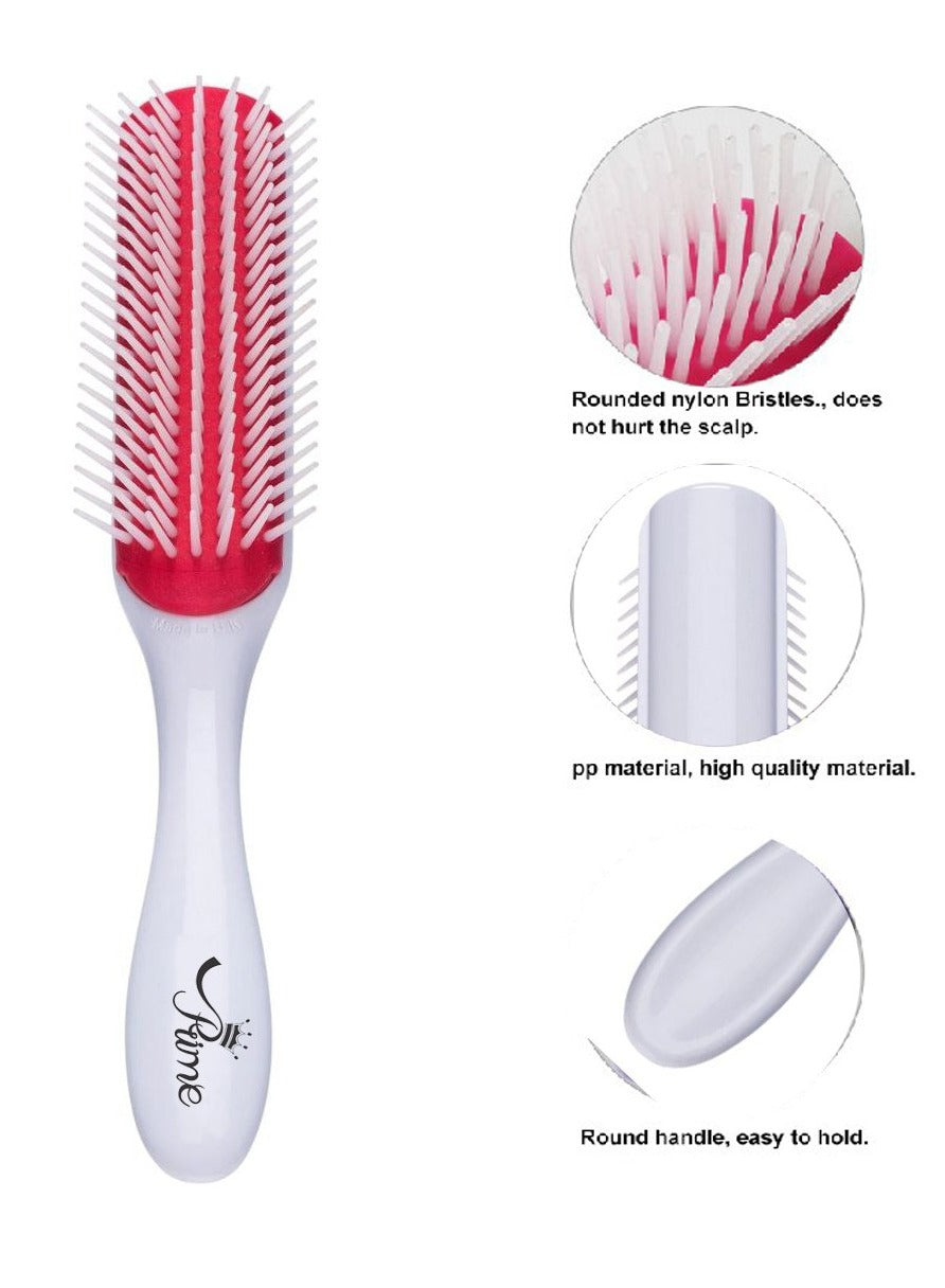 Detangling  Styling Curling Round Hair Brush - White Red