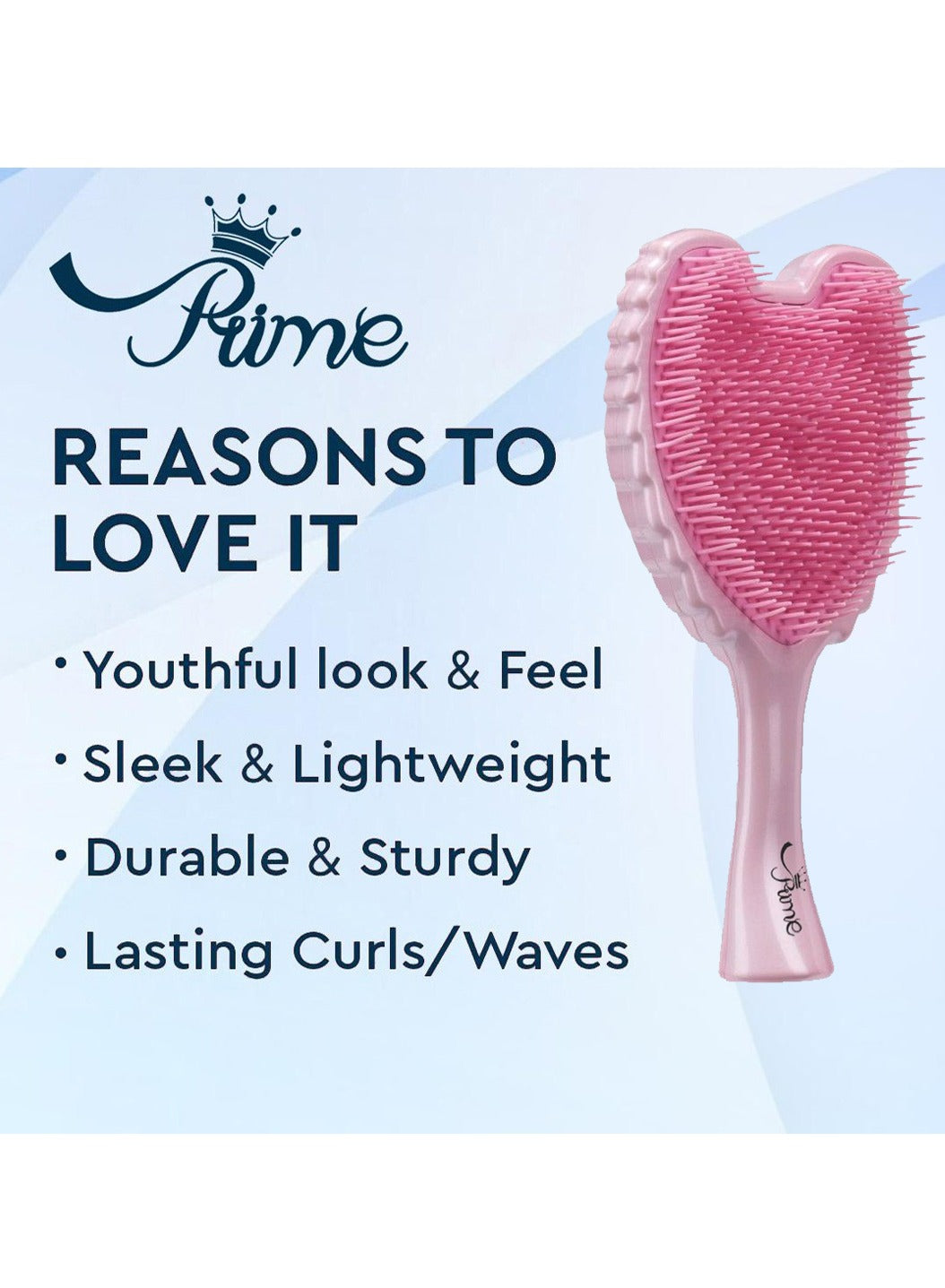 Prime Wet Tangle Detangler Hairbrush comb -Gloss Pink Bristles