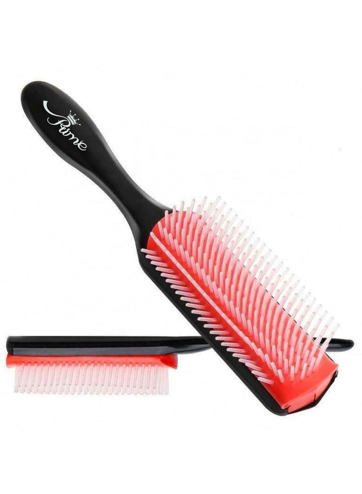 Detangling  Styling Curling Round Hair Brush - Black Red