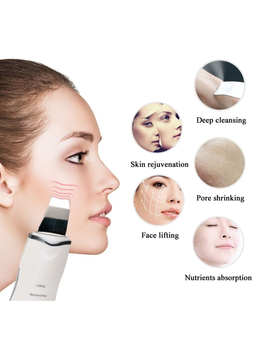 Ultrasonic Face Cleaner Skin Scrubber + Blackhead Remover Nose Deep Cleaner