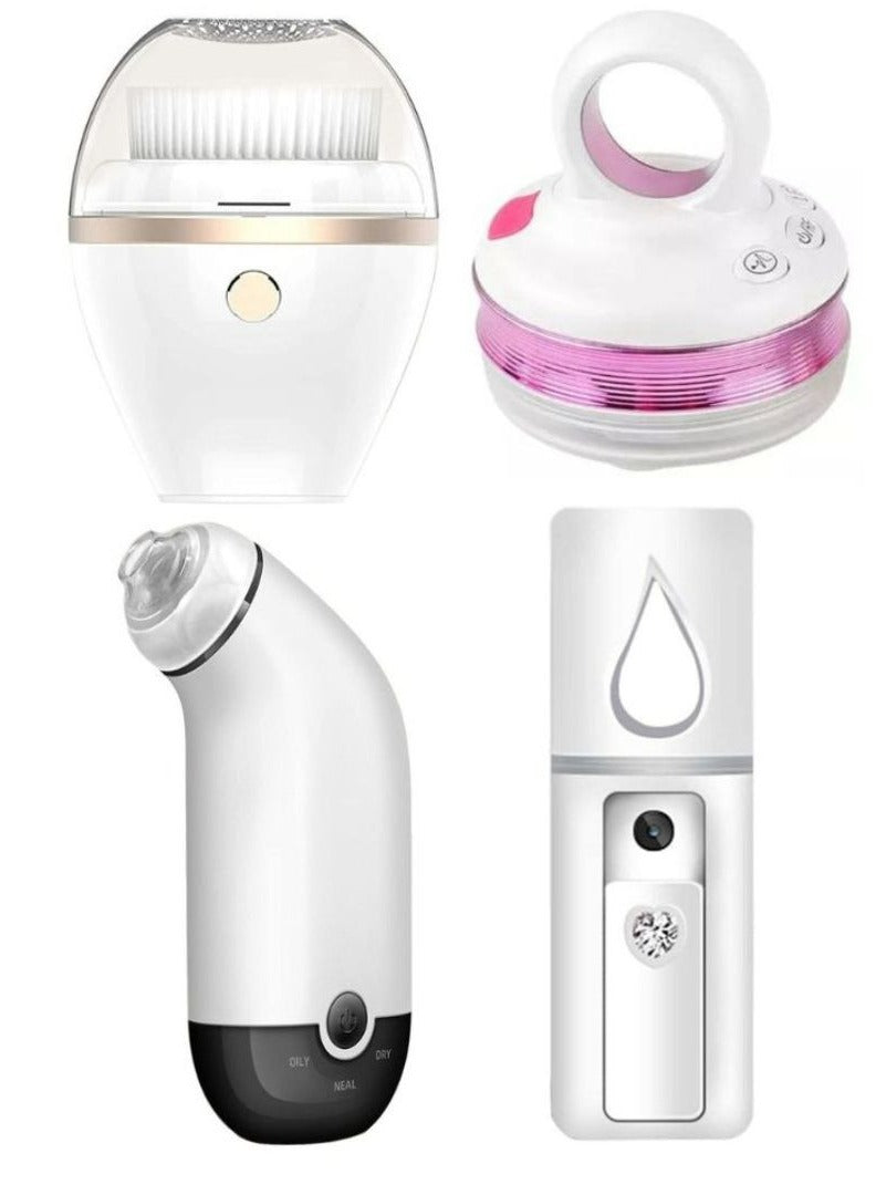 Set of RF Face Lift Device + Blackhead Remover + Massaging Facial Cleaner + Rechargeable Face Nano Mist Spray