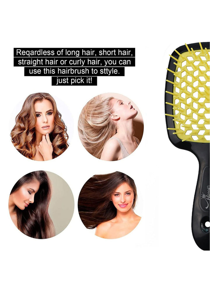 Hair Brush Professional Detangler Superbrush for Men and Women - Black Yellow