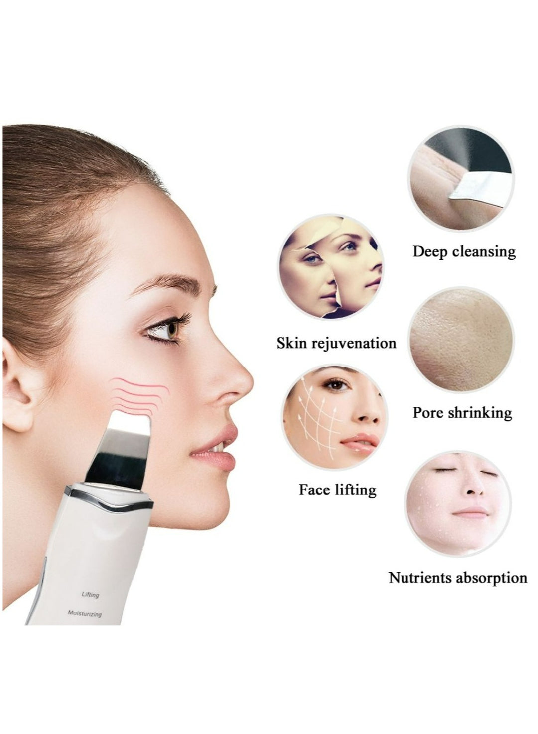 Ultrasonic Shovel Face + Black Head Remover + RF LED Therapy + Nano Facial Ionic Steamer 4 in 1 Bundle