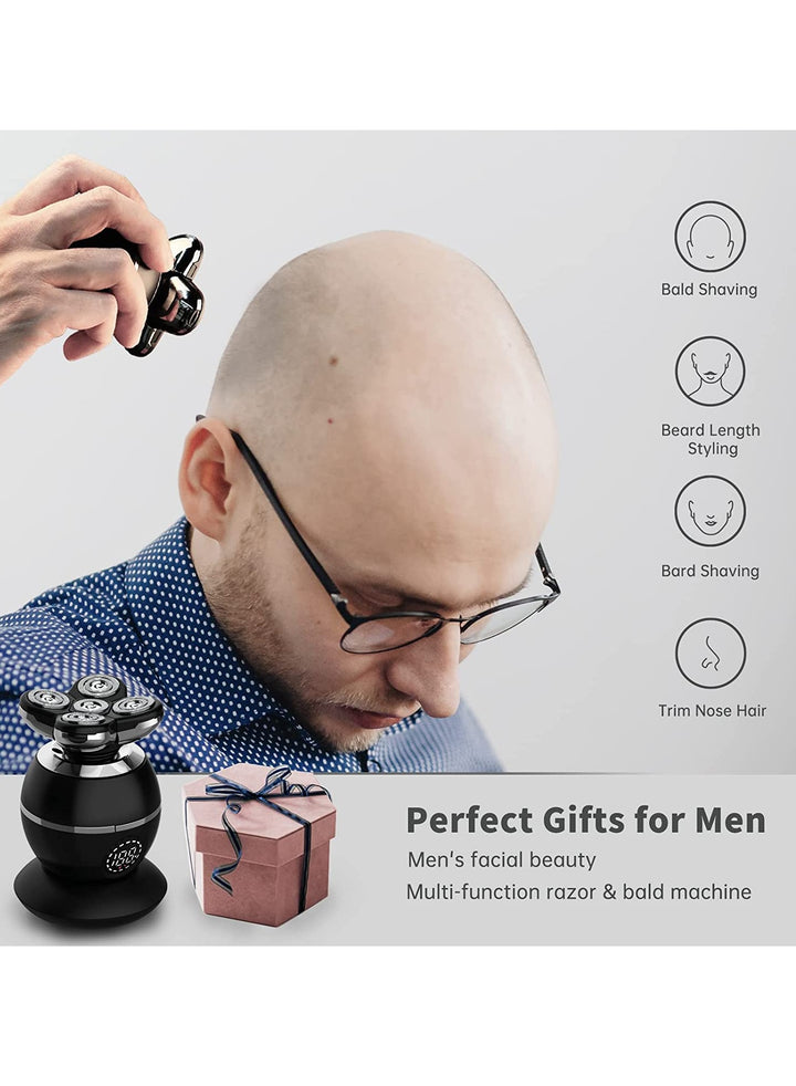 Electric Head Shaver Wet and Dry Cordless Rotary Shaver for Men