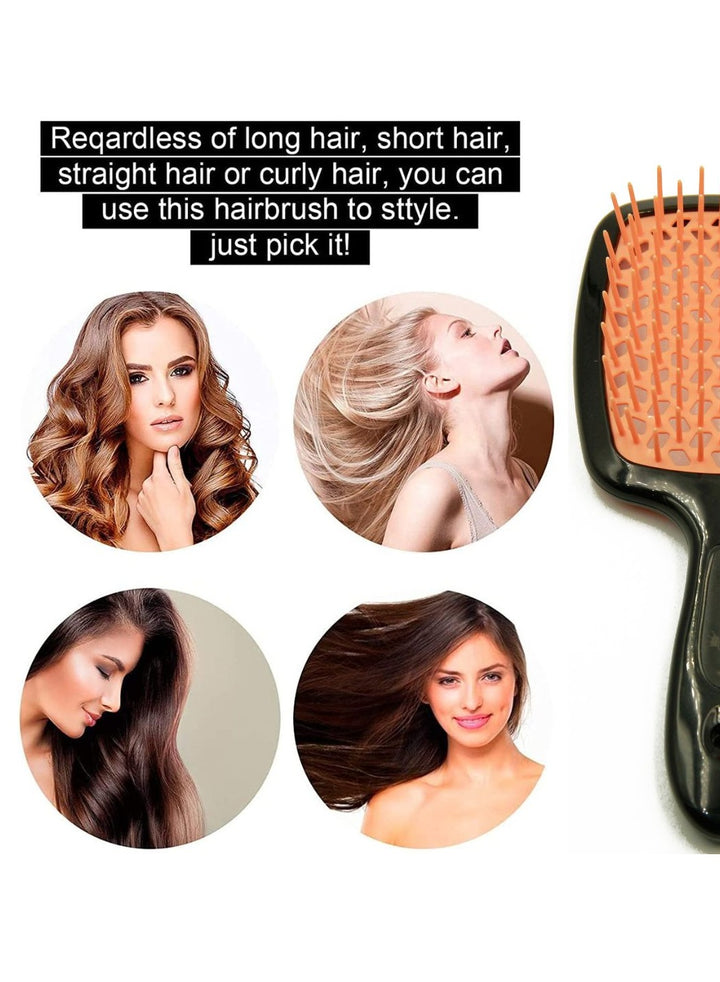 Hair Brush Professional Detangler Superbrush for Men and Women - Black Orange