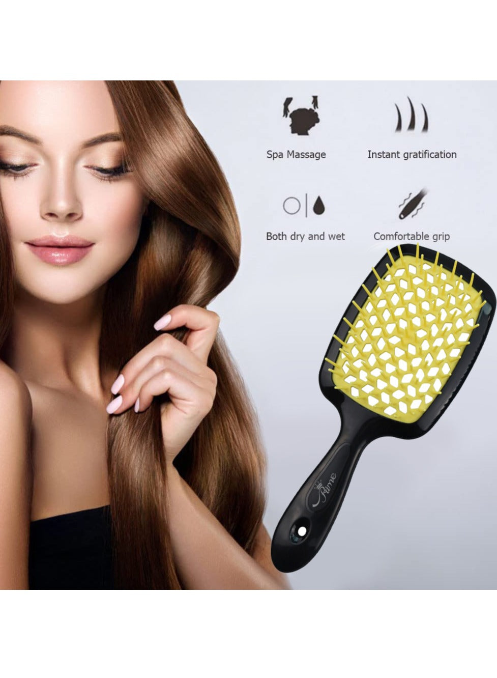 Hair Brush Professional Detangler Superbrush for Men and Women - Black Yellow