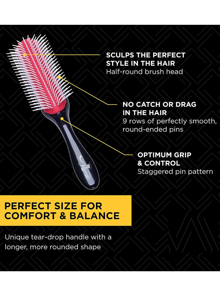 Detangling  Styling Curling Round Hair Brush - Black Red