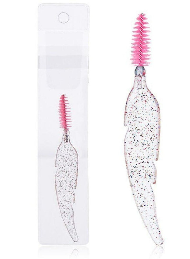 Feather Shape Crystal Shining Eyelash and Eyebrow Brush- Pink